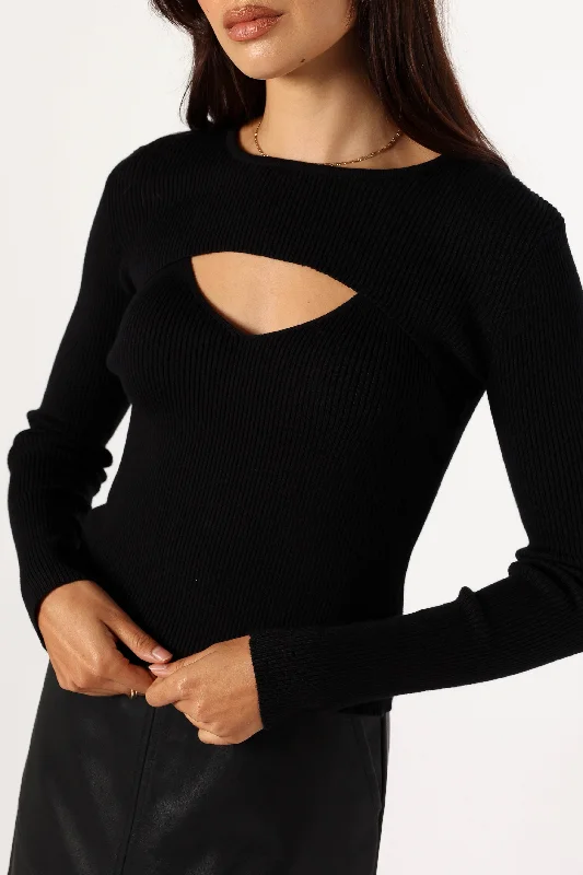 Jupiter Long Sleeve Knit Top - Black