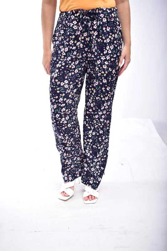 Navy Floral Palazzo Pants