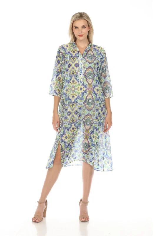 Johnny Was Jade Kiara Silk Kaftan Dress Boho Chic L32624