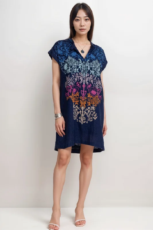 Johnny Was Biya Blue Night Mishti Dress B31124 Boho Chic