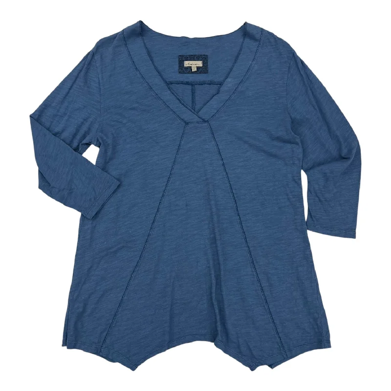 Top 3/4 Sleeve By Modadoc In Blue, Size:L