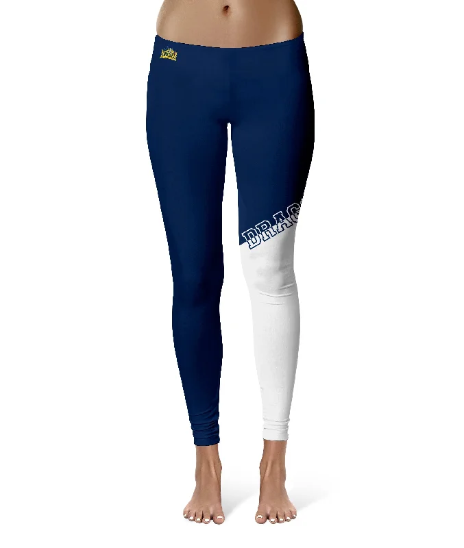 Drexel University Dragons Game Day Leg Color Block Blue White Yoga Leggings for Women by Vive La Fete