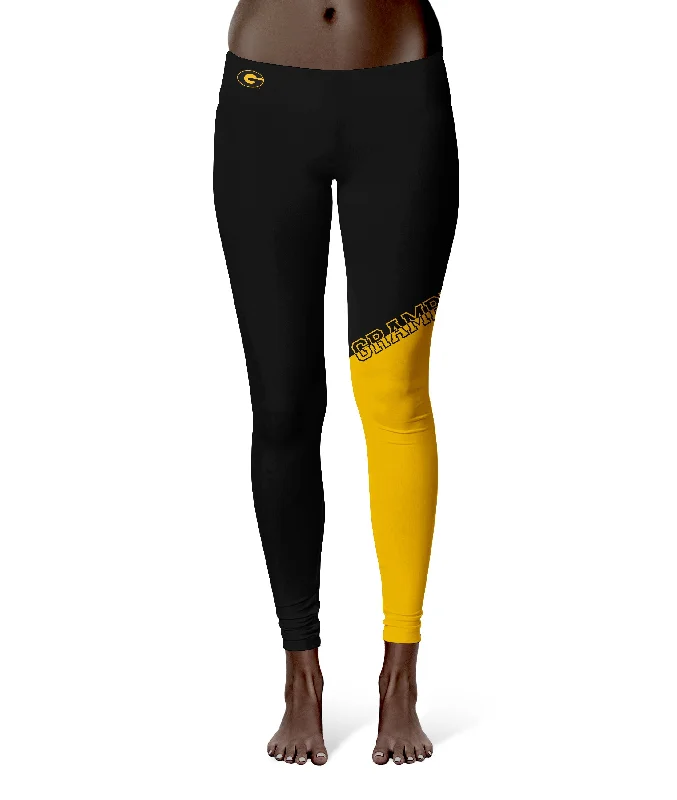 Grambling State Tigers GSU Game Day Leg Color Block Black Gold Yoga Leggings for Women by Vive La Fete