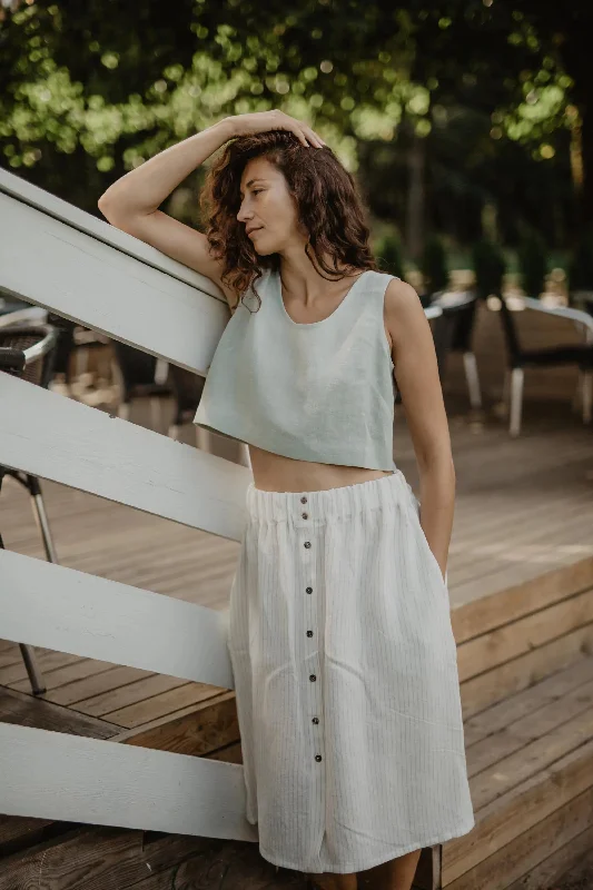 Linen skirt with buttons DAISY M Striped