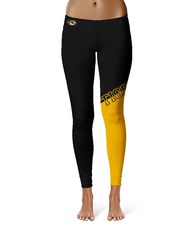 Missouri Tigers MU Game Day Leg Color Block Black Gold Yoga Leggings for Women by Vive La Fete