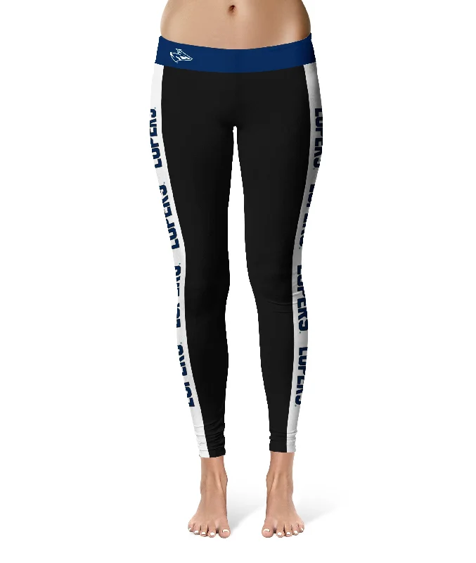 Nebraska-Kearney Lopers UNK Game Day White Stripes Black Yoga Leggings for Women by Vive La Fete