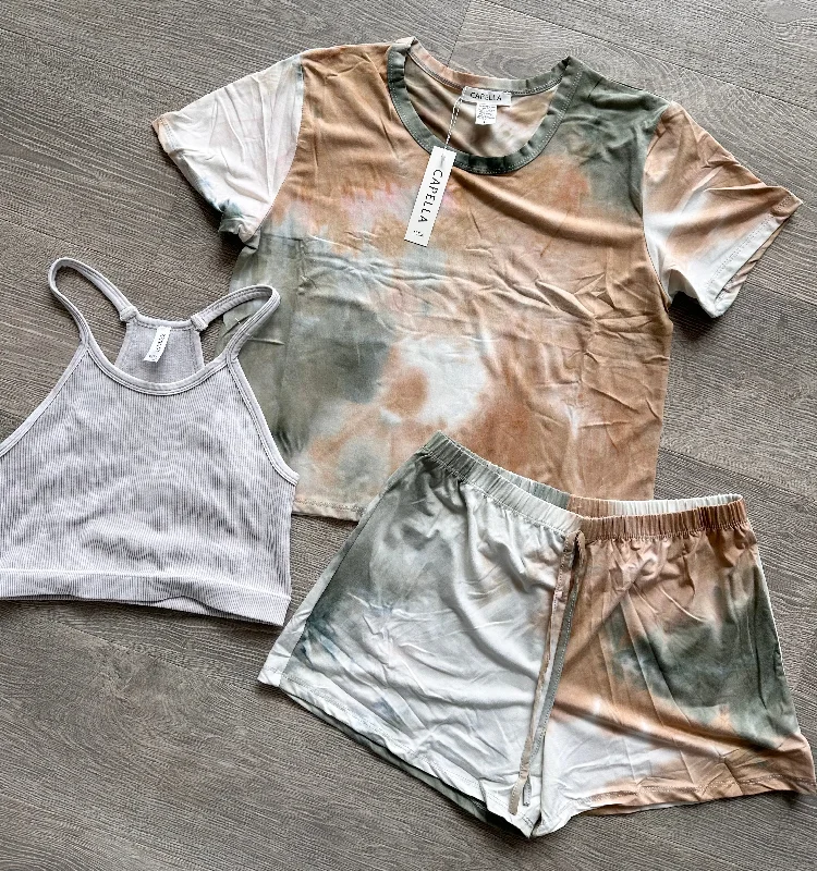 Olive tie dye short set