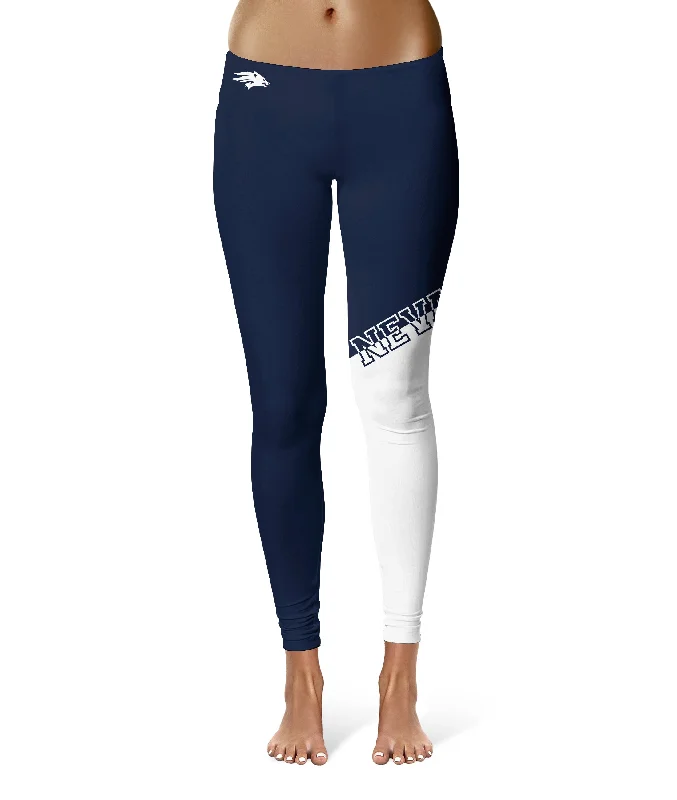 University of Nevada Reno Wolfpack Game Day Leg Color Block Navy White Yoga Leggings for Women by Vive La Fete