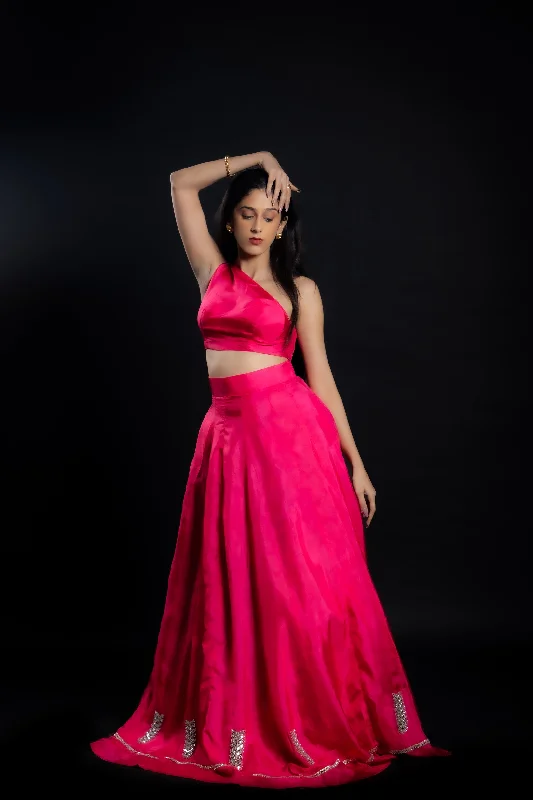 Vegan Uppada Silk One Shoulder Lehenga